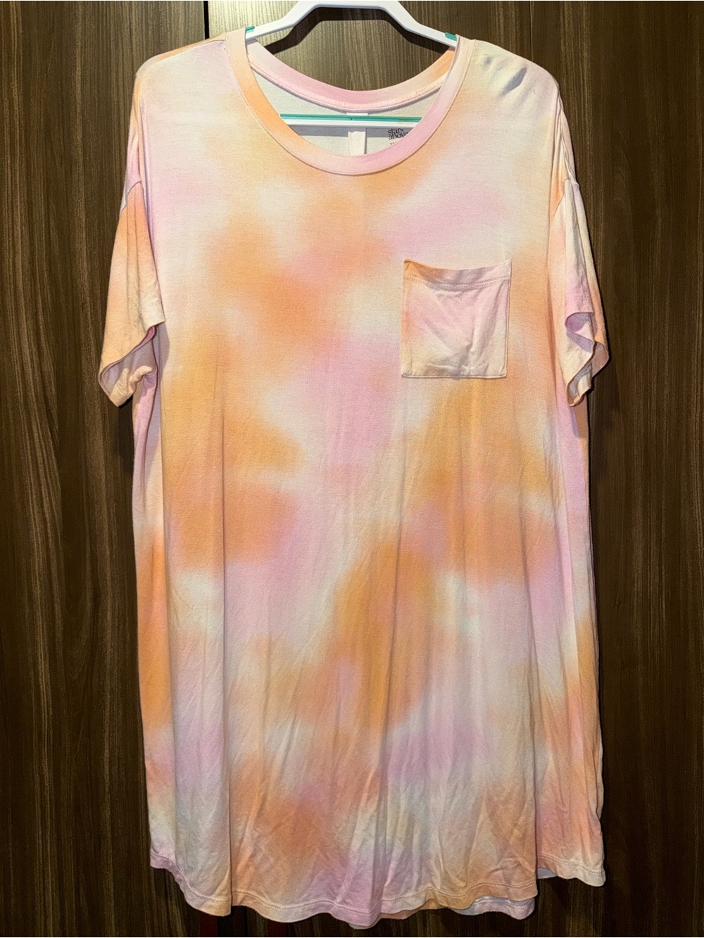 stars above pastel tie dye pocket t-shirt dress XXL